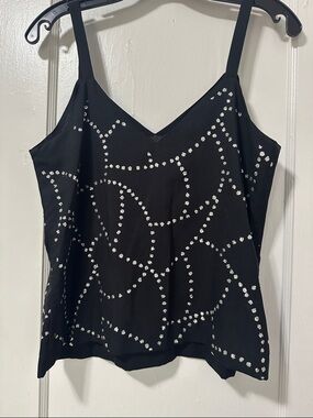 Black Rhinestone V-Neck Camisole Top